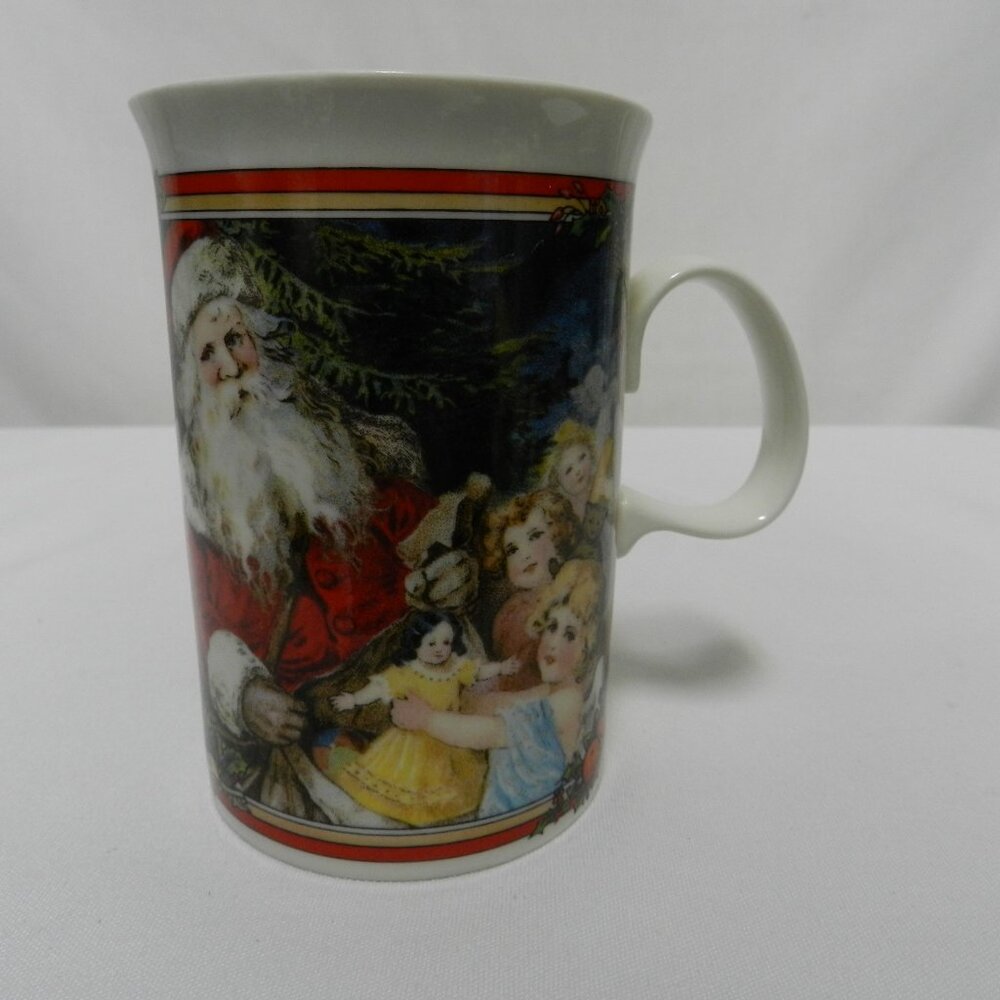 Dunoon Christmas Santa Glad Tidings Victorian Prints Mug Cup England Vintage